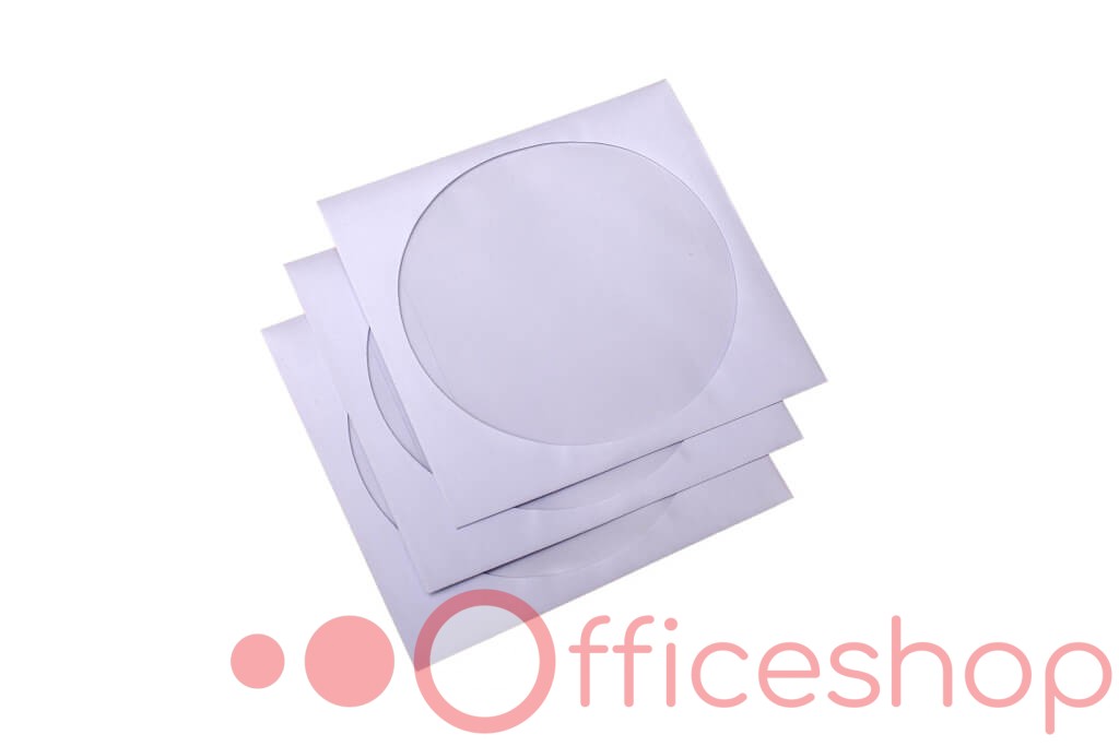 Plic pentru CD-uri, hârtie albă, cu fereastră, 80g/m2, MK, 124x124 mm, 6112 (1000)